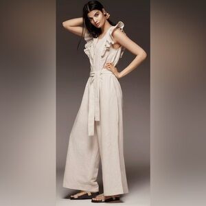 NWT! Anthropologie Elegant Cream Ruffle Pantsuit